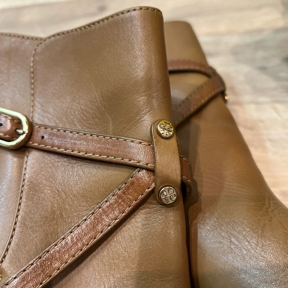Tory Burch Cognac Dorese Leather Boot Bootie Sz 10